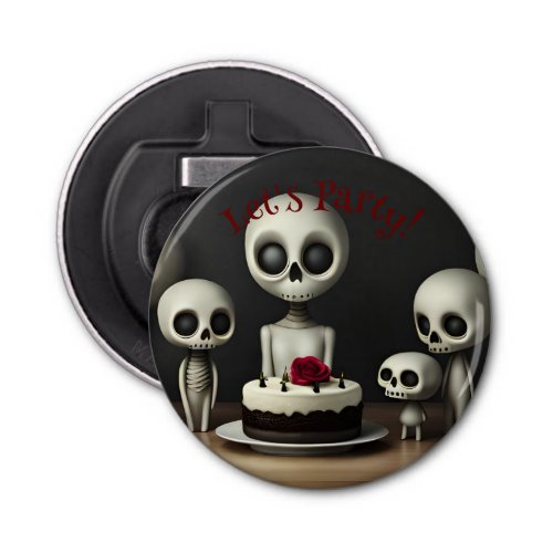Cute skeleton friends birthday party celebration  bottle opener