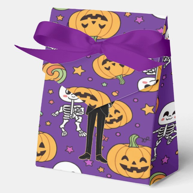 Cute Skeleton Fun For Halloween Favor Boxes (Front)