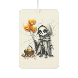 Cute Skeleton Girl with Pumpkin Balloons Air Freshener