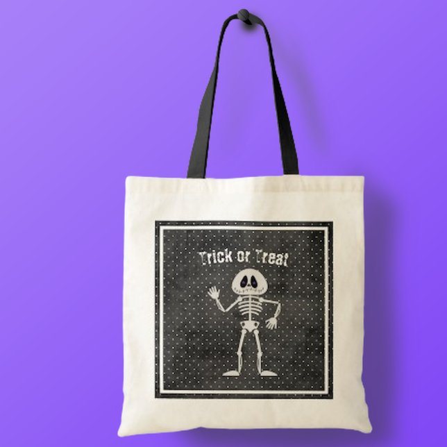 Cute Skeleton Halloween Trick or Treat  Tote Bag (Creator Uploaded)