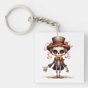 Cute Skeleton Halloween Witch  Keychain