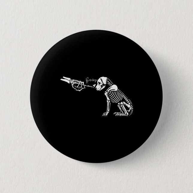 Cute Skeleton Hand Boop Dog Funny Halloween 1  Button (Front)