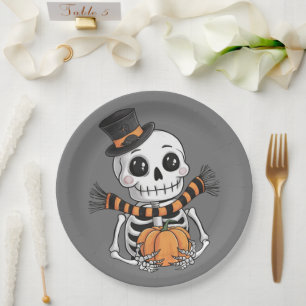 Cute Skeleton Illustration Paper Plate