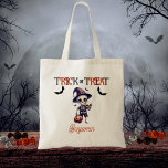 Cute Skeleton Kid's Trick or Treat Halloween Tote Bag<br><div class="desc">Cute skeleton and bats "Trick or Treat" design.</div>