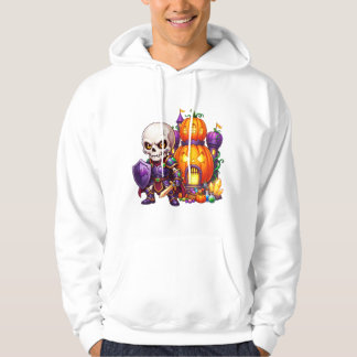 Cute Skeleton Knight Pumpkin Castle Halloween Hoodie