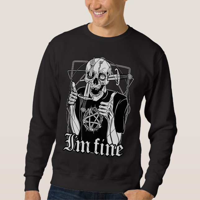 Cute Skeleton The Fool Tarot Card Men Women Sweatshirt (Front)