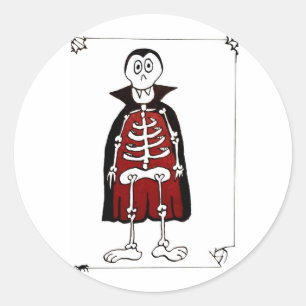 Cute Skeleton Vampire Count Dracula with Spider Classic Round Sticker