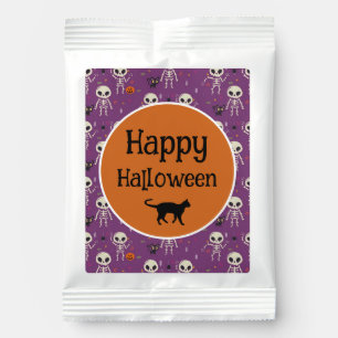 Cute Skeletons and Cat Halloween Purple and Orange Hot Chocolate Drink Mix