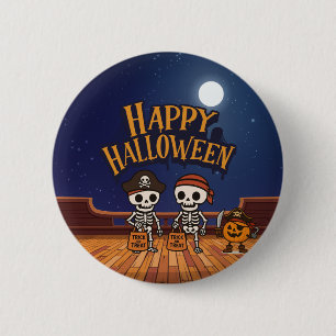 cute, skeletons and pumpkin Halloween  Button