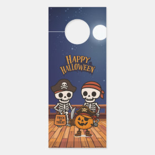 cute, skeletons and pumpkin Halloween  Door Hanger