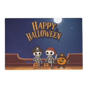 cute, skeletons and pumpkin Halloween Placemat