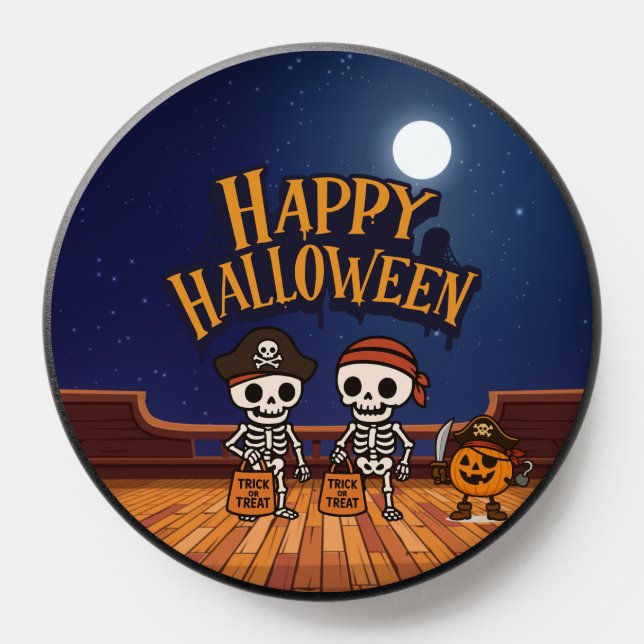 cute, skeletons and pumpkin Halloween  PopSocket (Popsocket)