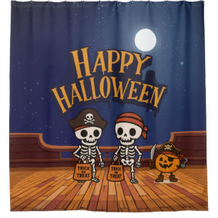 cute, skeletons and pumpkin Halloween  Shower Curtain