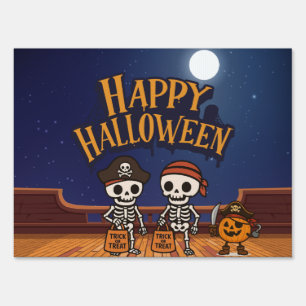 cute, skeletons and pumpkin Halloween Sign