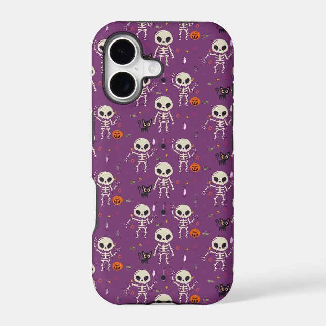 Cute Skeletons Halloween Pattern Purple Case-Mate iPhone Case (Back)