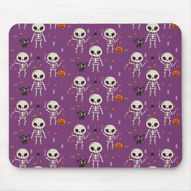 Cute Skeletons Halloween Pattern Purple Mouse Pad (Front)