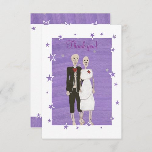 Cute Skeletons Thank you cards Halloween Wedding