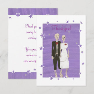 Cute Skeletons Thank you cards, Halloween Wedding Card
