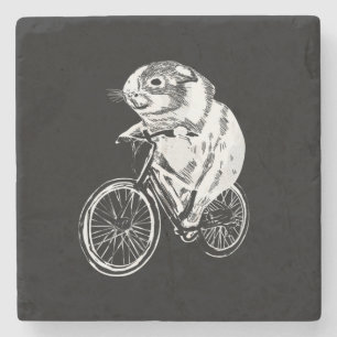 Cute Sketch Guinea Pig Bicycle Cute Pet Lover Stone Coaster