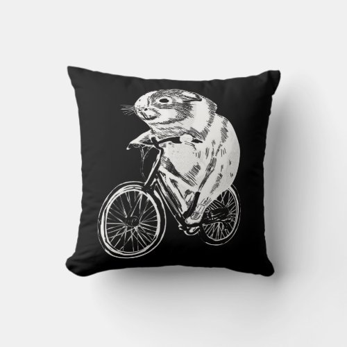 Cute Sketch Guinea Pig Bicycle  Cute Pet Lover Throw Pillow