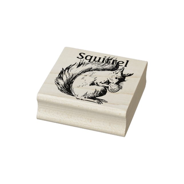 Cute Sketch of a Squirrel with Nut Rubber Stamp (Stamp)