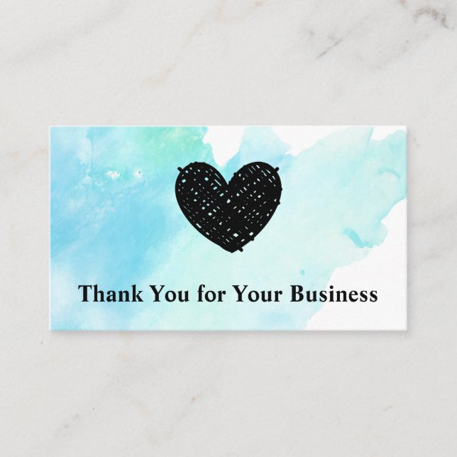 Cute Sketched Heart | Watercolor | Ty Card (Front)