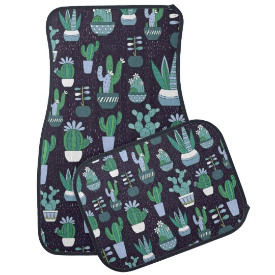 Cute Sketchy Illustration Of Cactus Pattern Car Floor Mat