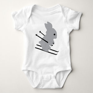 cute ski bunny  snow skiing baby bodysuit