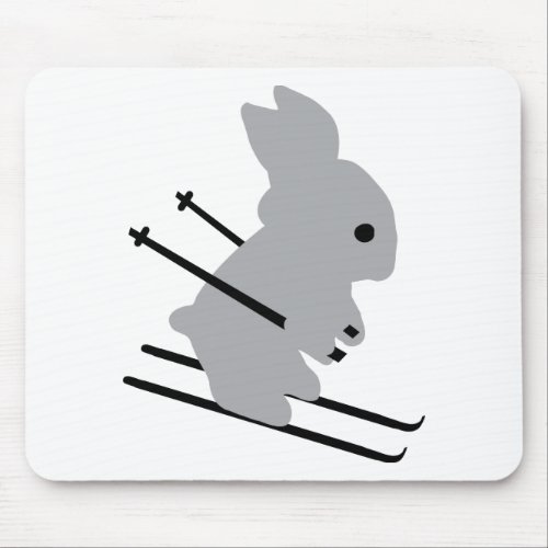 cute ski bunny  snow skiing mouse pad