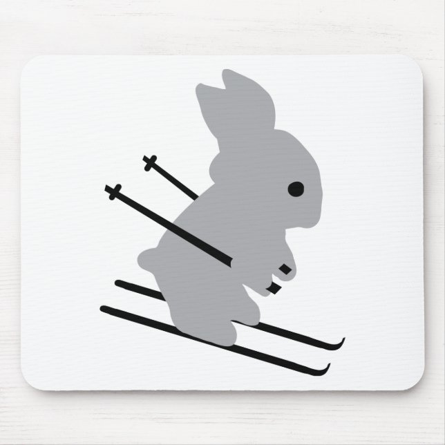 cute ski bunny  snow skiing mouse pad (Front)