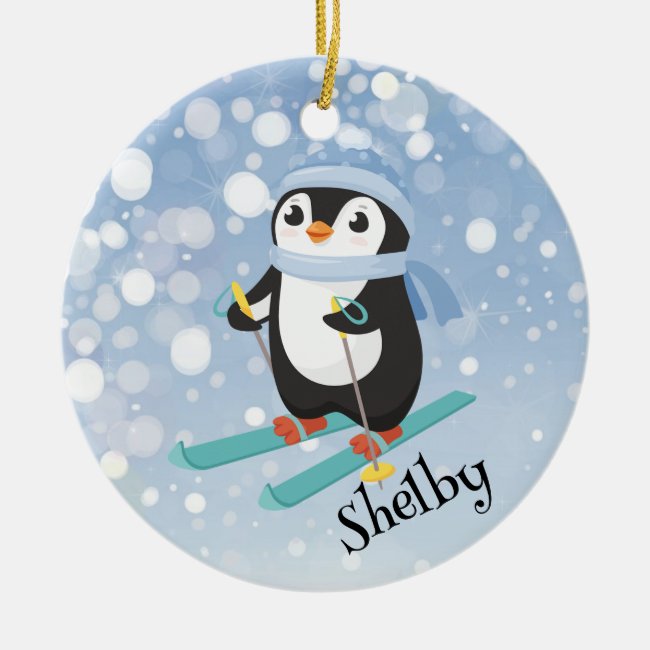 Cute Skiing Penguin Ornament