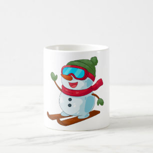 Cute Skiing Snowman Illustration Color Morph Mug