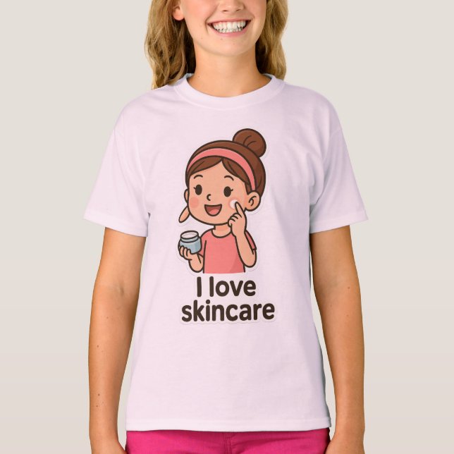 Cute Skincare Girl Sticker – Self-Care Cartoon T-Shirt (Front)
