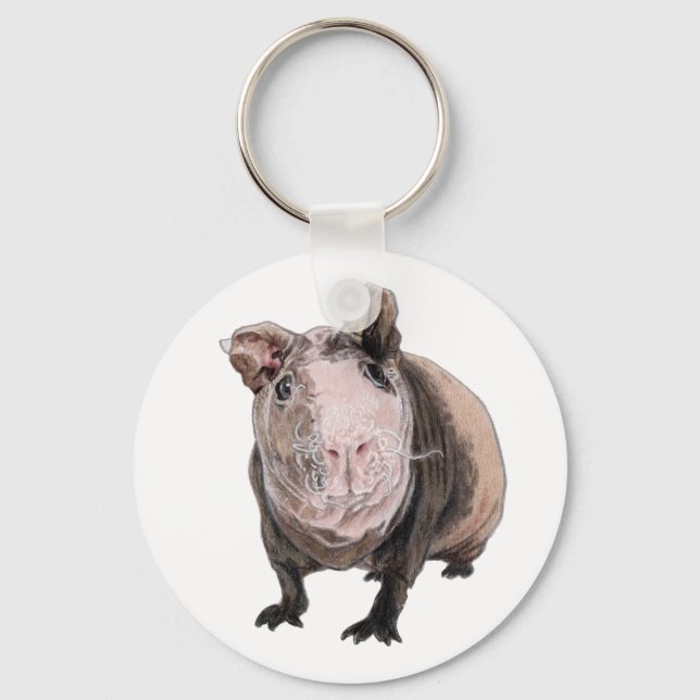 Cute skinny guinea pig keychain (Front)