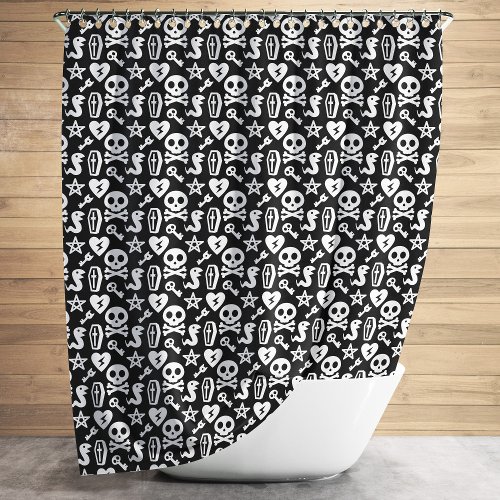 Cute Skull And Crossbone Halloween Pattern Shower Curtain