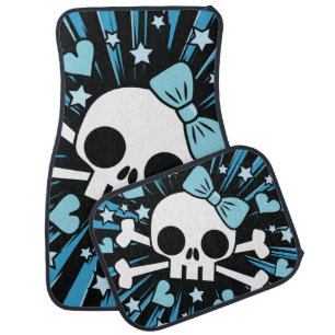 Cute Skull and Crossbones - Blue Car Floor Mat