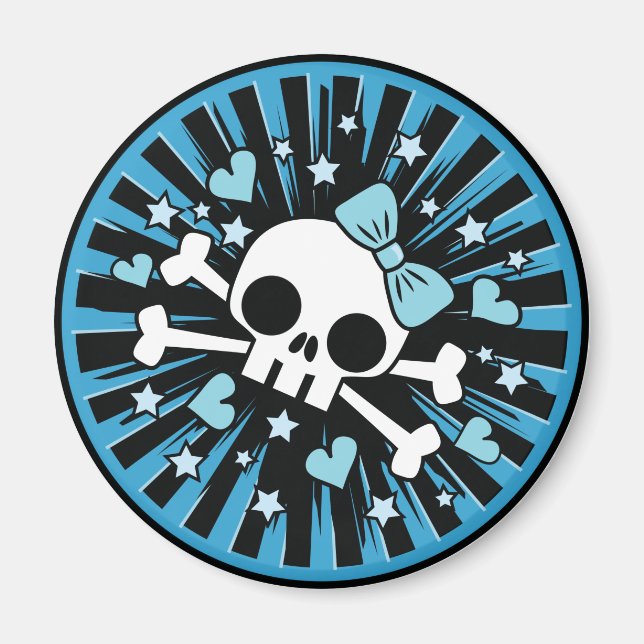 Cute Skull and Crossbones - Blue Magnet (Front)