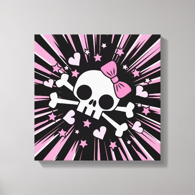 Cute Skull and Crossbones Canvas Print (Front)