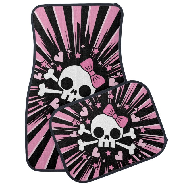 Cute Skull and Crossbones Car Floor Mat (Set)