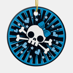 Cute Skull and Crossbones Ceramic Ornament