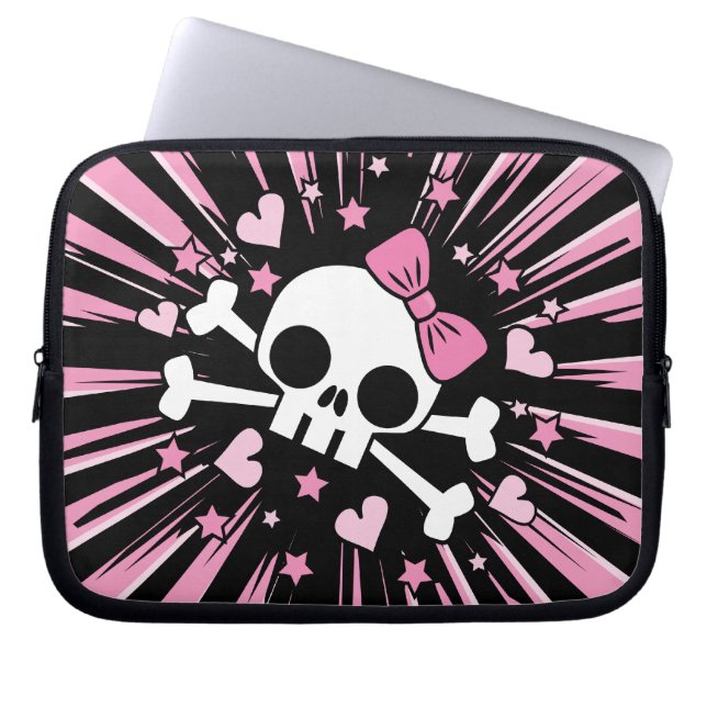 Cute Skull and Crossbones Laptop Sleeve (Front)