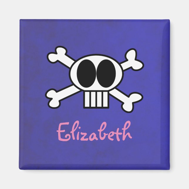 Cute Skull and Crossbones Personalized Magnet (Front)