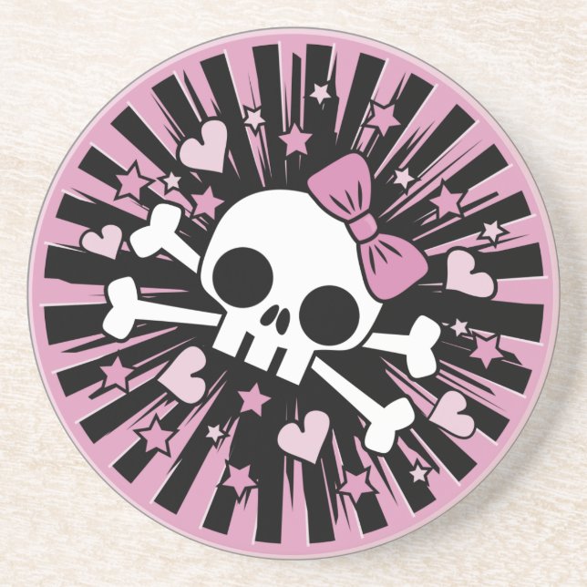 Cute Skull and Crossbones Sandstone Coaster (Front)