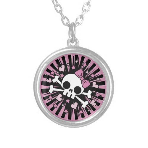 Cute Skull and Crossbones Silver Plated Necklace