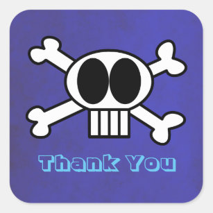 Cute Skull and Crossbones Thank You Square Sticker