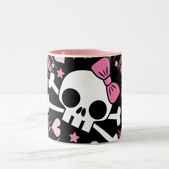 Cute Skull and Crossbones Two-Tone Coffee Mug (Center)