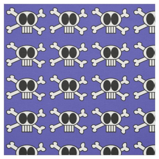 Cute Skull and Crossbones with Big Black Eyes Fabric