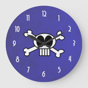 Cute Skull and Crossbones with Big Black Eyes Large Clock