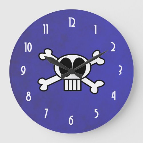 Cute Skull and Crossbones with Big Black Eyes Large Clock