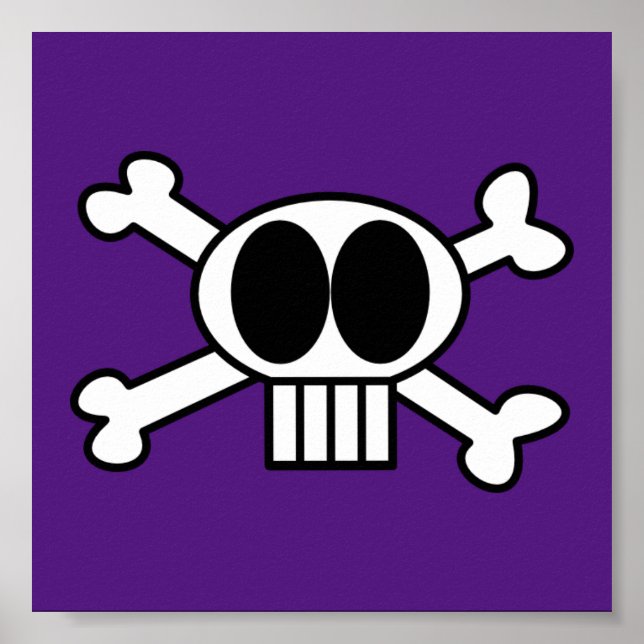 Cute Skull and Crossbones with Big Black Eyes Poster (Front)